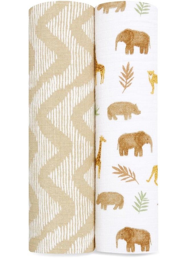 aden + anais Aden + Anais™ Essentials Cotton Muslin 2 Pack Swaddle Blanket Tanzania  - Image 1