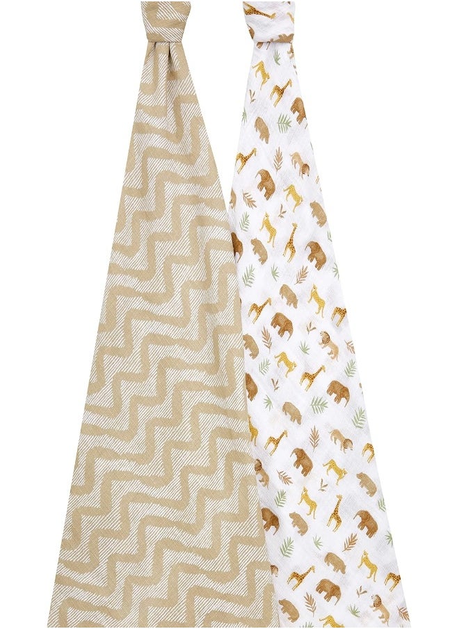 aden + anais Aden + Anais™ Essentials Cotton Muslin 2 Pack Swaddle Blanket Tanzania  - Image 2