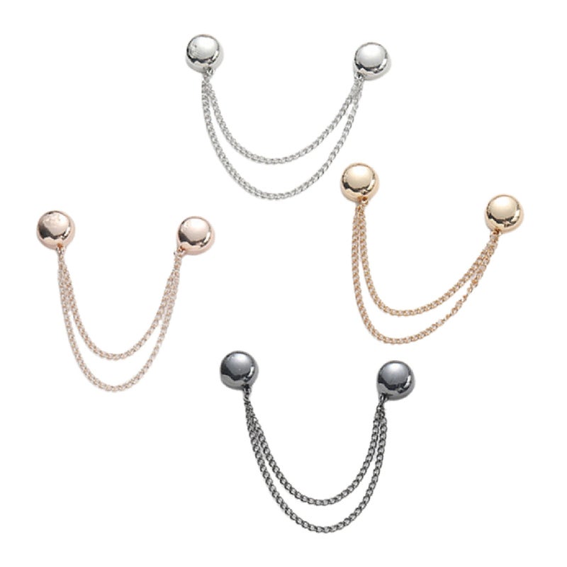 4 Pack attached clips for clothing with attached buttons for shirt with chain to secure t-shirt, shorten, hijab hem, hats, scarves, clothing, long pants, legs, sleeves - Image 1