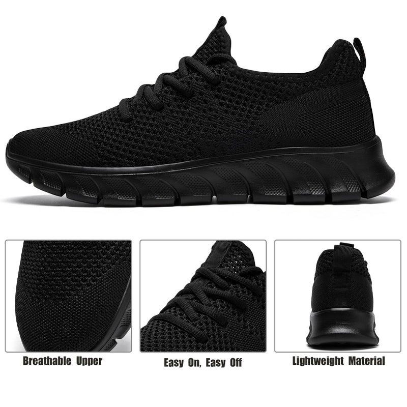 YRLTYO Mens Tennis Shoes Running Sneaker Slip On Walking Gym Workout Athletic Breathable Lightweight Jogging Casual Sport Shoes Black Size 10 - Image 3