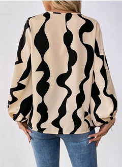 Shein SHEIN LUNE Lantern Sleeve Line V-Neck Women Blouse  - Image 4