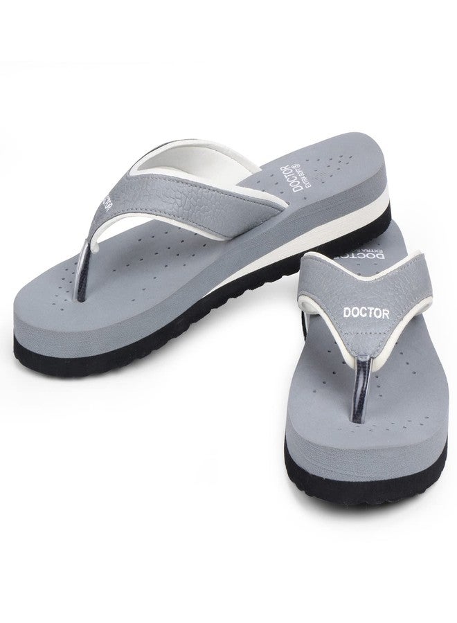 DOCTOR EXTRA SOFT Care Diabetic Orthopedic Pregnancy Flat Super Comfort Dr Flipflops and House Slippers For Women's and Girl's D-18-Grey-6 UK - Image 5
