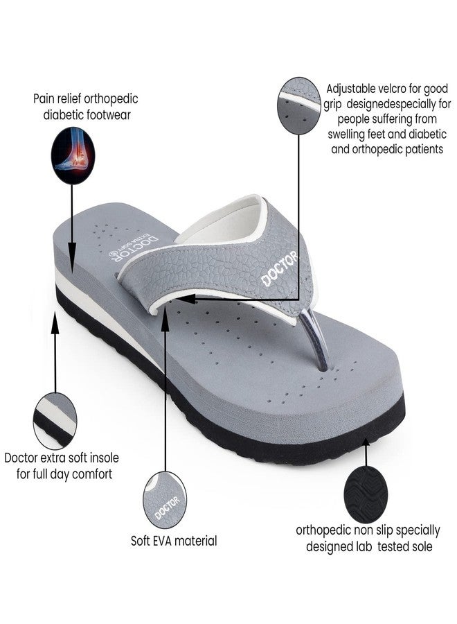 DOCTOR EXTRA SOFT Care Diabetic Orthopedic Pregnancy Flat Super Comfort Dr Flipflops and House Slippers For Women's and Girl's D-18-Grey-6 UK - Image 3