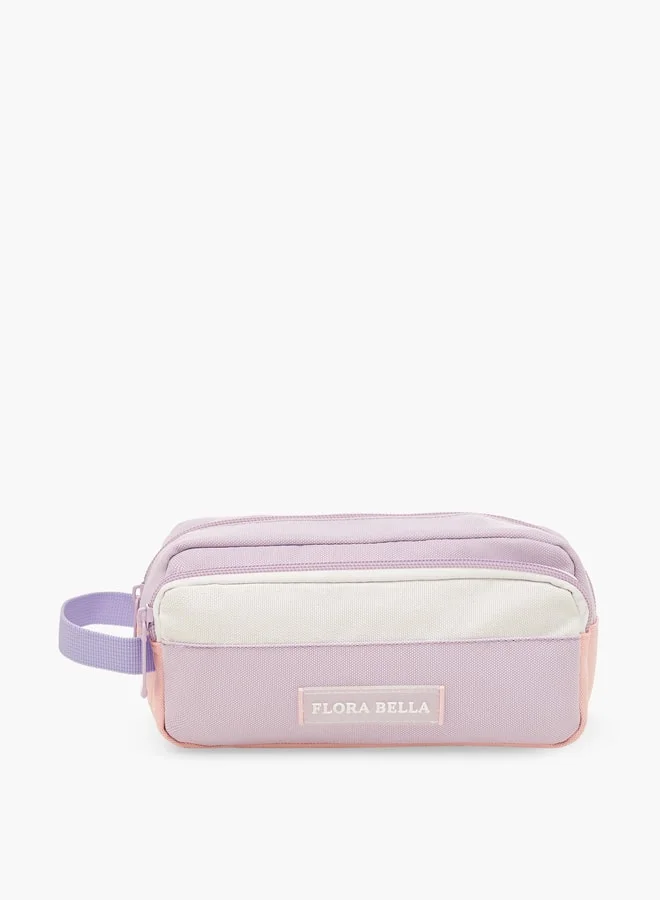 Flora Bella By Shoexpress Logo Applique 2-Compartment Pencil Case with Zip Closure