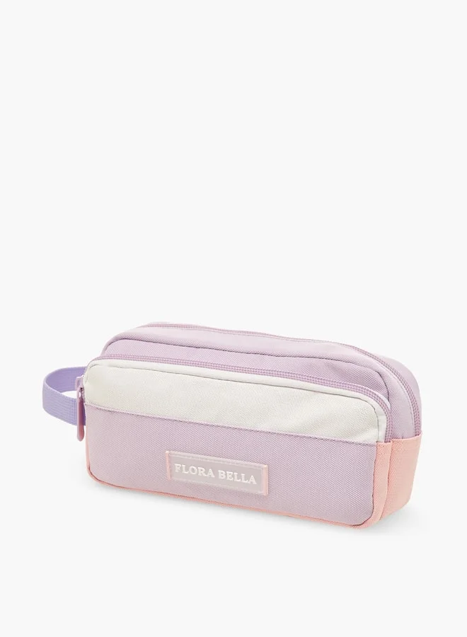 Flora Bella By Shoexpress Logo Applique 2-Compartment Pencil Case with Zip Closure