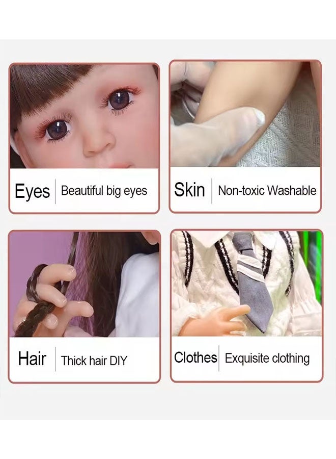 Beauenty Reborn Baby Doll 22 inch Realistic Newborn Baby Dolls - Lifelike Weighted with Soft Silicone Doll Girls with Plush Toy & Doll Clothes for Age 3+ - Image 3