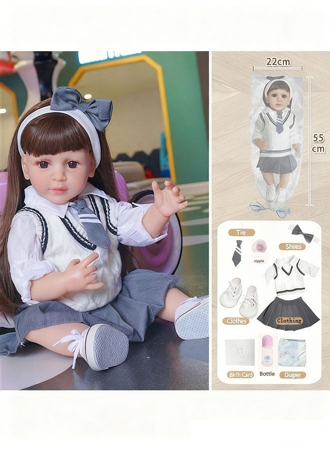 Beauenty Reborn Baby Doll 22 inch Realistic Newborn Baby Dolls - Lifelike Weighted with Soft Silicone Doll Girls with Plush Toy & Doll Clothes for Age 3+ - Image 2