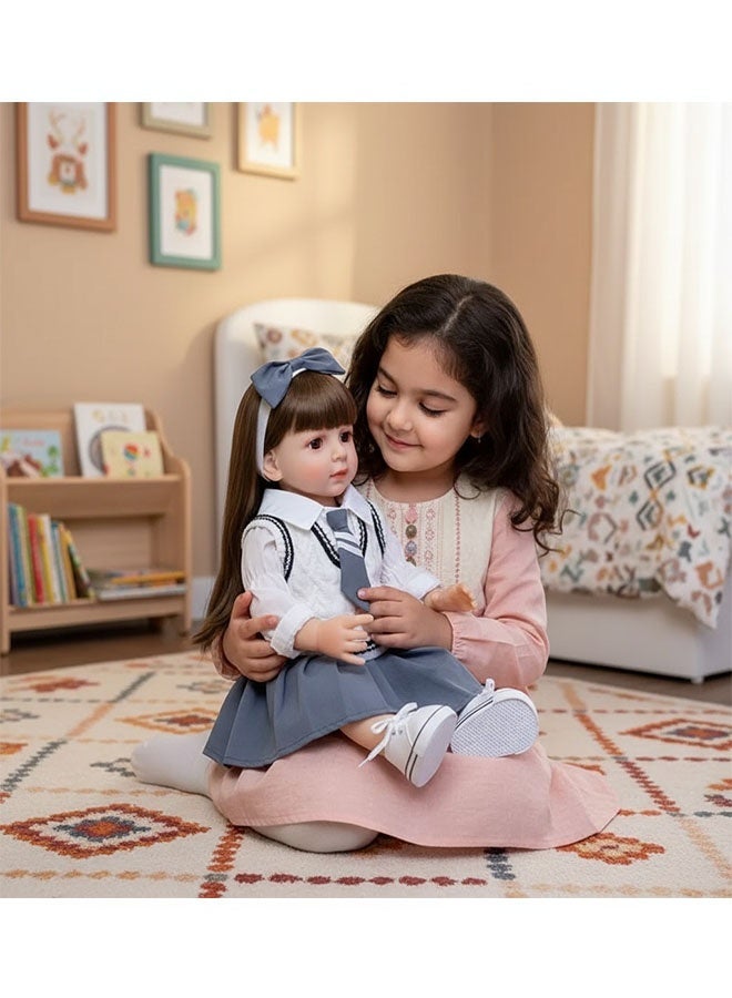 Beauenty Reborn Baby Doll 22 inch Realistic Newborn Baby Dolls - Lifelike Weighted with Soft Silicone Doll Girls with Plush Toy & Doll Clothes for Age 3+ - Image 4