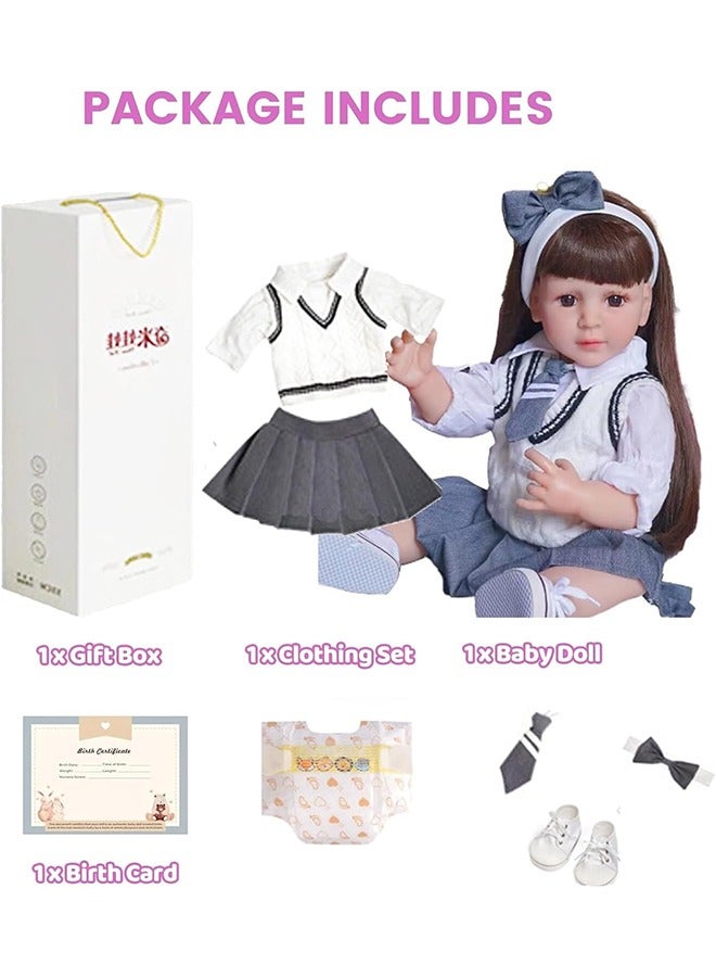 Beauenty Reborn Baby Doll 22 inch Realistic Newborn Baby Dolls - Lifelike Weighted with Soft Silicone Doll Girls with Plush Toy & Doll Clothes for Age 3+ - Image 2