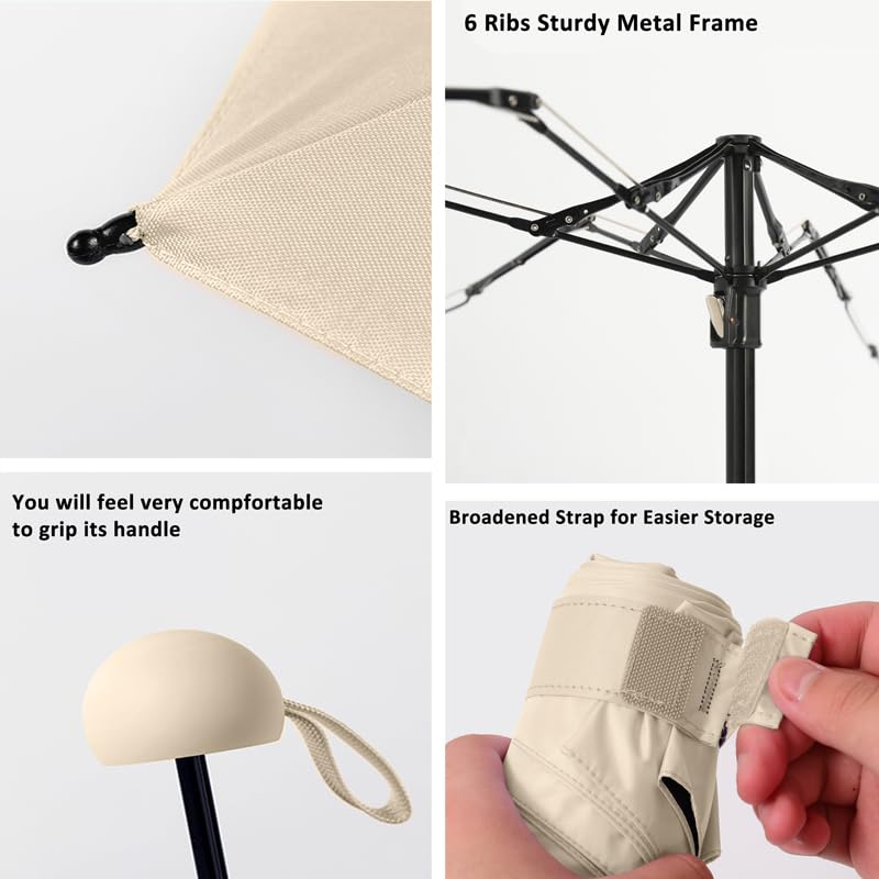 BAODINI Travel Essentials Mini Umbrella for Purse With Case Small Compact UV Sun Protection Lightweight Tiny Pocket Manual Open Close Umbrella for Women Kids and Men Fits Purse Backpack - Image 5