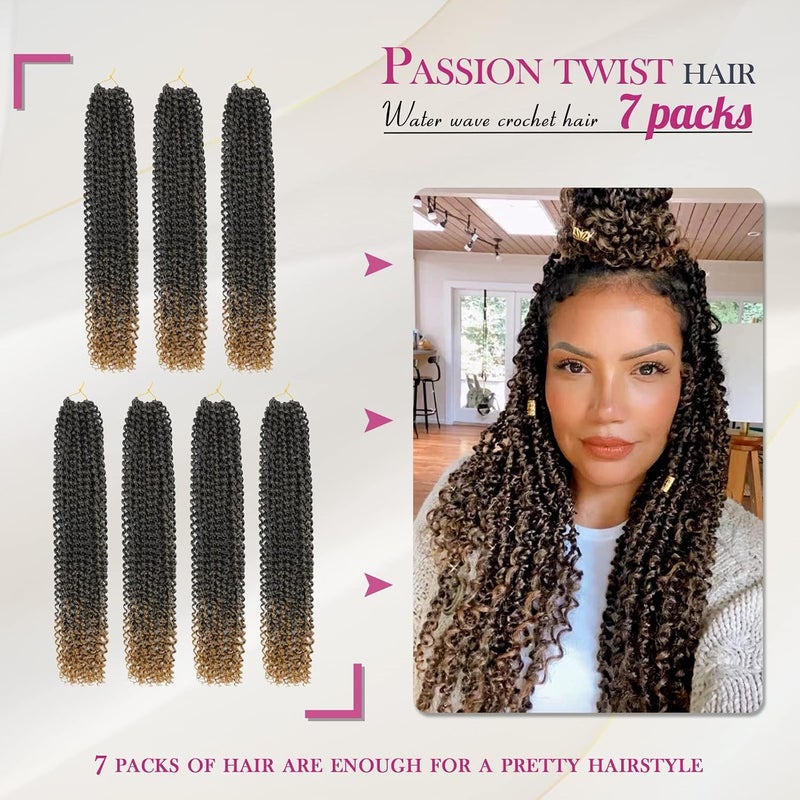 Dansama Passion Twist Hair Water Wave Braiding Hair for Butterfly Style Crochet Braids Bohemian Hair Extensions (24inch (Pack of 7), T1B/27) - Image 2