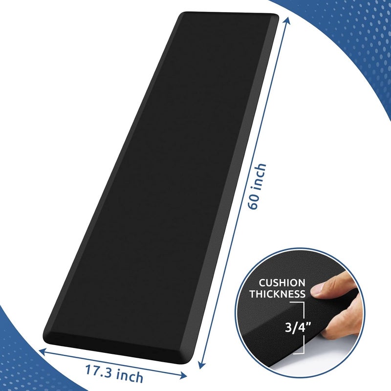 KitchenClouds سجادة مطبخ KitchenClouds مبطنة مضادة للتعب، مقاس 44 × 152.5 سم، سمك 2 سم، مقاومة للماء وغير زلقة، مناسبة للمكتب أو المطبخ أو حوض الماء أو المكتب (لون أسود) - Image 2