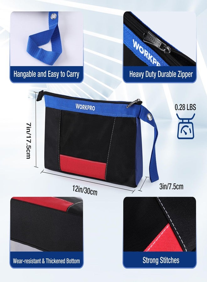 ووركبرو حقيبة أدوات WORKPRO مقاس 12 بوصة مزودة بسحاب، حقيبة أدوات صغيرة شديدة التحمل، حقيبة أدوات صغيرة متعددة الاستخدامات لتنظيم الأدوات وتخزينها، حقيبة أدوات صغيرة، عبوة من 3 قطع - Image 2