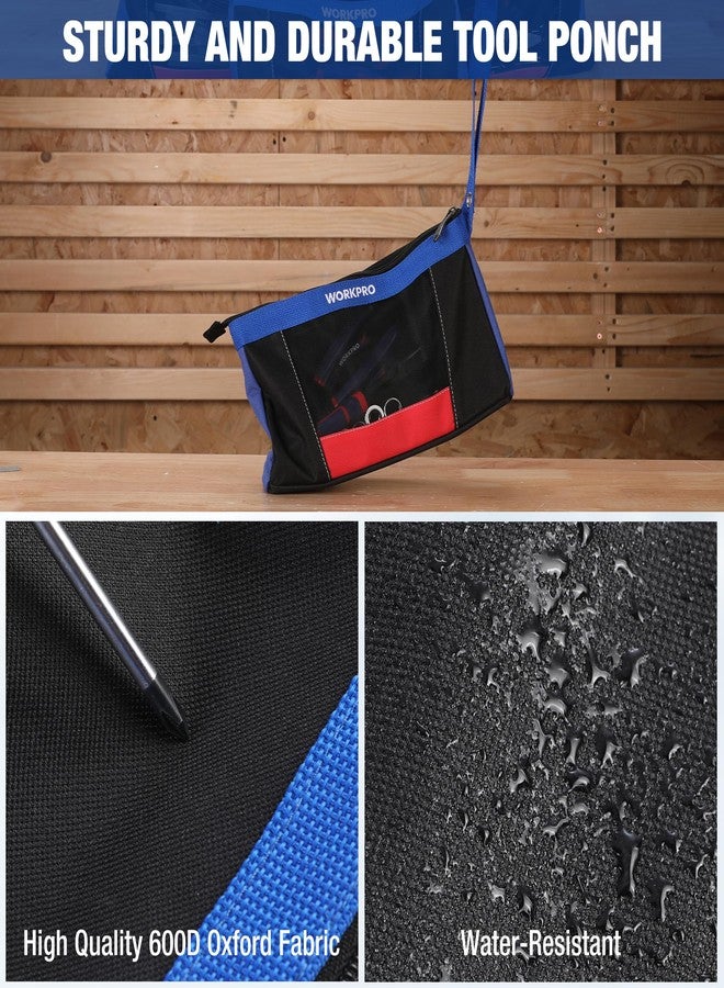 ووركبرو حقيبة أدوات WORKPRO مقاس 12 بوصة مزودة بسحاب، حقيبة أدوات صغيرة شديدة التحمل، حقيبة أدوات صغيرة متعددة الاستخدامات لتنظيم الأدوات وتخزينها، حقيبة أدوات صغيرة، عبوة من 3 قطع - Image 4