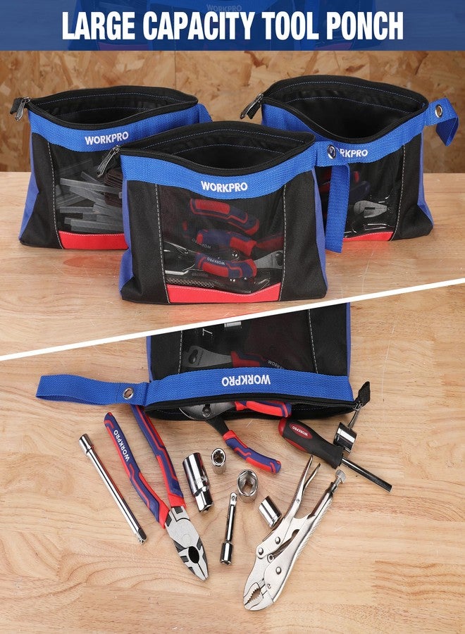ووركبرو حقيبة أدوات WORKPRO مقاس 12 بوصة مزودة بسحاب، حقيبة أدوات صغيرة شديدة التحمل، حقيبة أدوات صغيرة متعددة الاستخدامات لتنظيم الأدوات وتخزينها، حقيبة أدوات صغيرة، عبوة من 3 قطع - Image 3