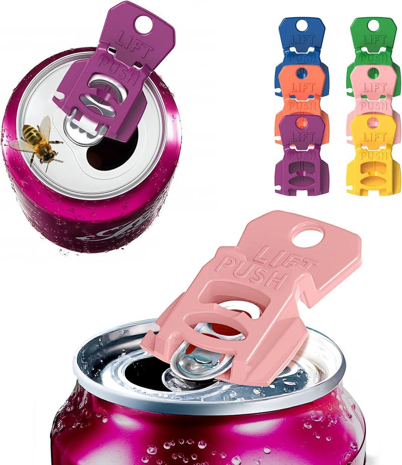 Talulumix CanGuard 6-Pack Can Opener – Easy Open Drink Tab Toppers&Can Covers for Soda, Beer, Coke Shields From Bugs, Dust at the Party,Camping, BBQ– Colorful Can Lids - Image 1