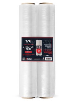 Tru Stretch Film Wrap Heavy Duty Clear Plastic Stretch Wrap 50cm 1.3 kg (300g core) X 2 Rolls  - Image 1