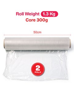 Tru Stretch Film Wrap Heavy Duty Clear Plastic Stretch Wrap 50cm 1.3 kg (300g core) X 2 Rolls  - Image 2
