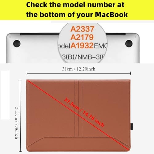 TT TYTX TYTX Compatible with MacBook Air 13 Inch Case, PU Leather MacBook Air Cover for Model A2337 M1 A2179 A1932 2018-2021 Retina Display Touch ID, with Vents and Stand Function, Brown - Image 2
