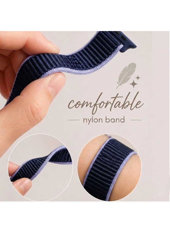 CATANES Breathable Nylon Sport Loop Band Compatible with Apple Watch 44mm 45mm 46mm 49mm for Women Men, iWatch Wrist Straps for Ultra 3 2, Se, Series 11 10 9 8 7 - dark blue - Image 4