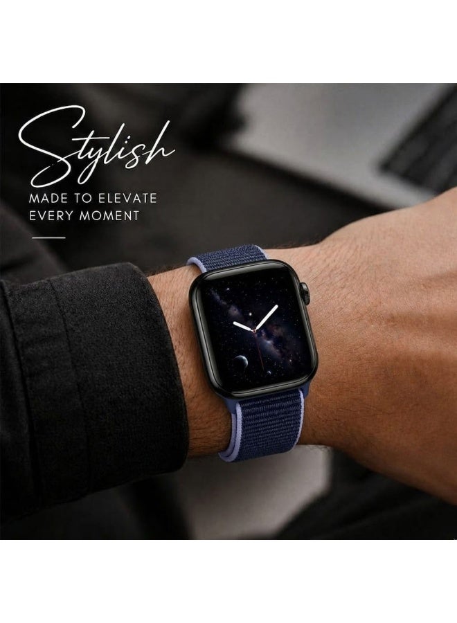 CATANES Breathable Nylon Sport Loop Band Compatible with Apple Watch 44mm 45mm 46mm 49mm for Women Men, iWatch Wrist Straps for Ultra 3 2, Se, Series 11 10 9 8 7 - dark blue - Image 5
