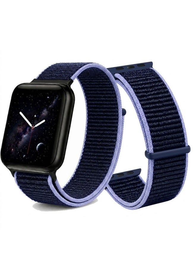 CATANES Breathable Nylon Sport Loop Band Compatible with Apple Watch 44mm 45mm 46mm 49mm for Women Men, iWatch Wrist Straps for Ultra 3 2, Se, Series 11 10 9 8 7 - dark blue - Image 2