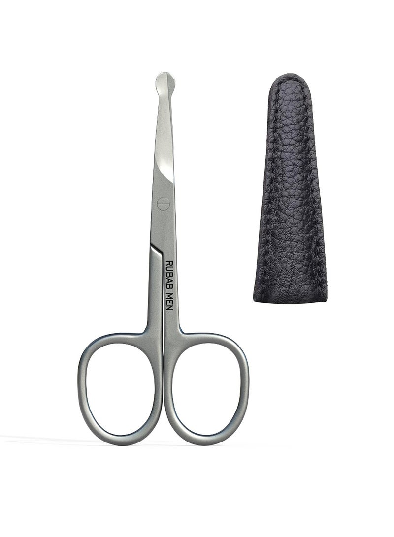 RUBAB MEN Nasal Safety Personal Grooming Scissor for Nose Hair, Beard, Mustache and Eyebrow | Safety Blunt Round Tip & Heavy Duty Non Rusting SS Metal | Travel Friendly - Image 1