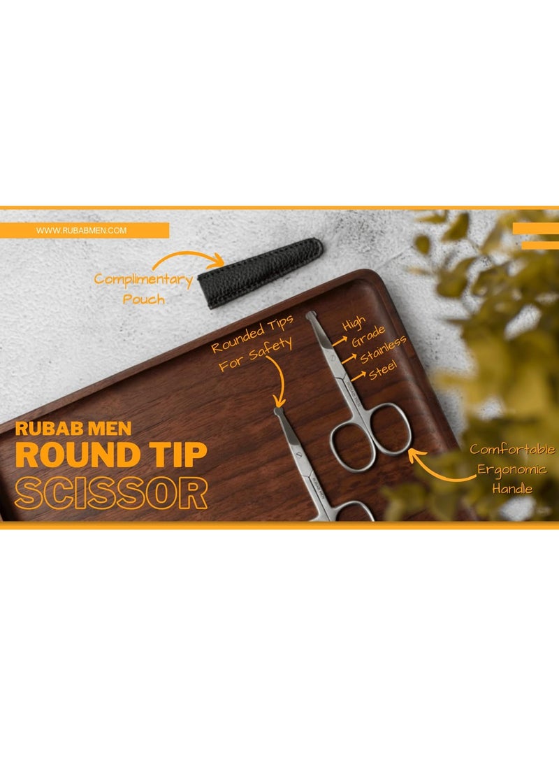 RUBAB MEN Nasal Safety Personal Grooming Scissor for Nose Hair, Beard, Mustache and Eyebrow | Safety Blunt Round Tip & Heavy Duty Non Rusting SS Metal | Travel Friendly - Image 3