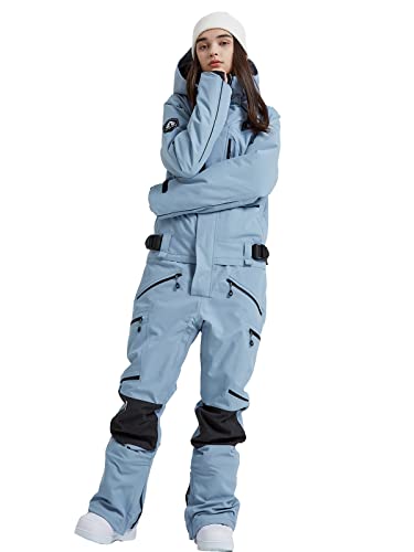 SEARIPE Women and Mens Ski Suits One Piece Jumpsuit Winter Outdoor Waterproof Warm Snowsuits72blueM - Image 1