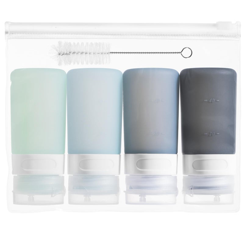 Micebay Condiment Squeeze Bottles For Sauces  2-Oz Mini Silicone Salad Dressing Container To Go With Reusable Sandwich Bag  Leakproof Ketchup Bottle For Bento Lunch Box  4 Pack  Gray - Image 1