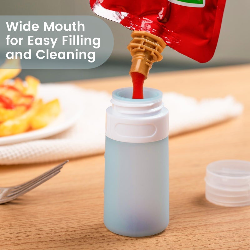 Micebay Condiment Squeeze Bottles For Sauces  2-Oz Mini Silicone Salad Dressing Container To Go With Reusable Sandwich Bag  Leakproof Ketchup Bottle For Bento Lunch Box  4 Pack  Gray - Image 2