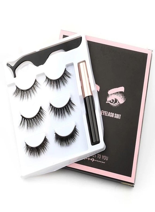 TECHDASH Magnetic False Eyelashes with Eyeliner Kit - Natural Looking Eyelash (3 Pairs) for Eye Makeup | 5D Faux Mink Lashes | Waterproof Magnetic Liquid Eye Liner - Image 1