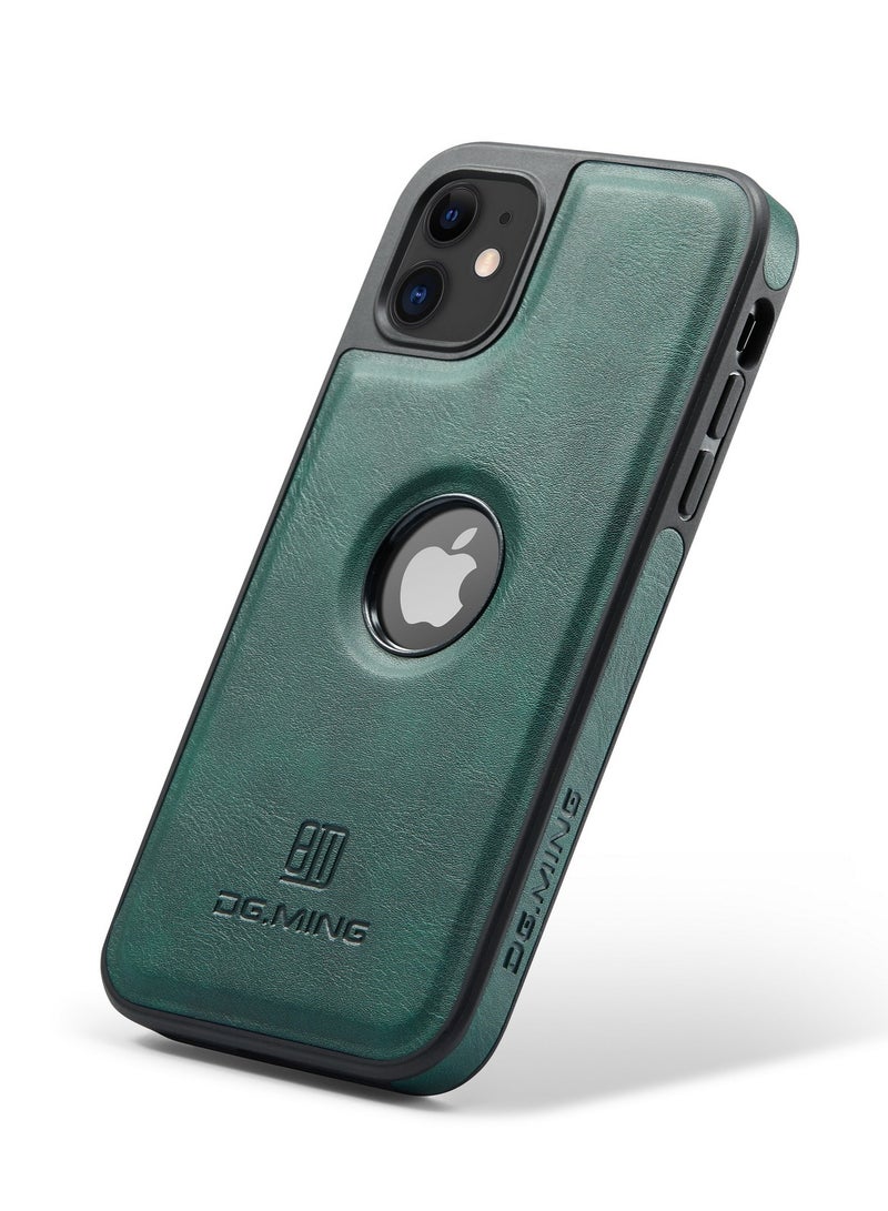 DGMING Case Cover Premium Leather Back with Logo CutOut Shockproof Compatible with  Iphone 11 (Green)  - Image 1