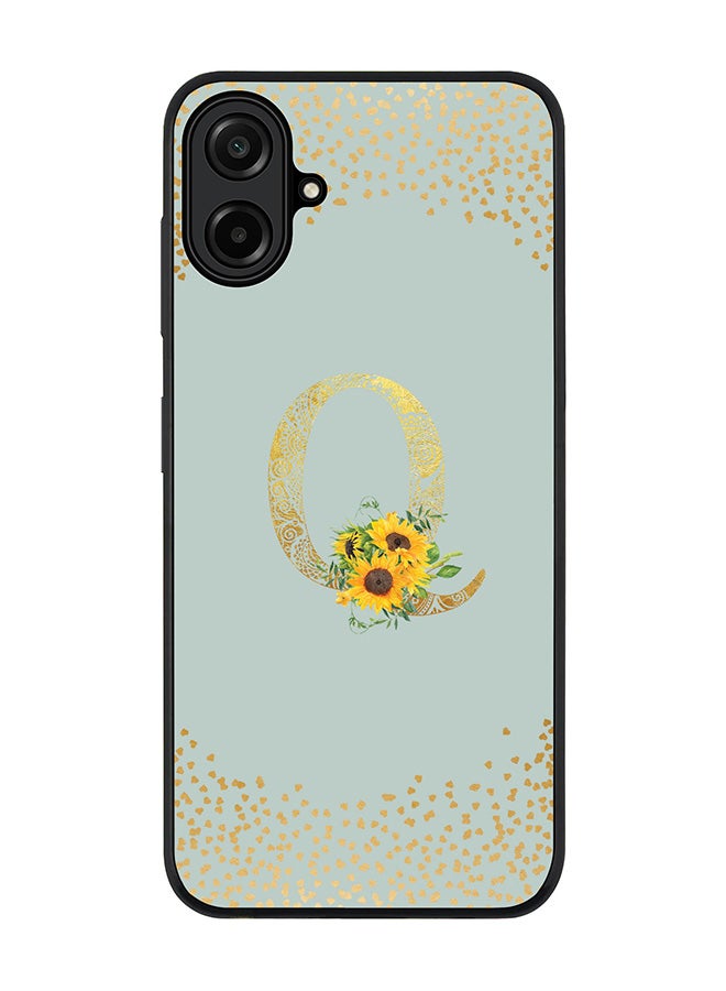 Stylizedd For Samsung Galaxy A07 4G Case,Slim fit Camera Protection, Shockproof Thin Phone cover  - Custom Floral Monogram - Q  (Light Grey )