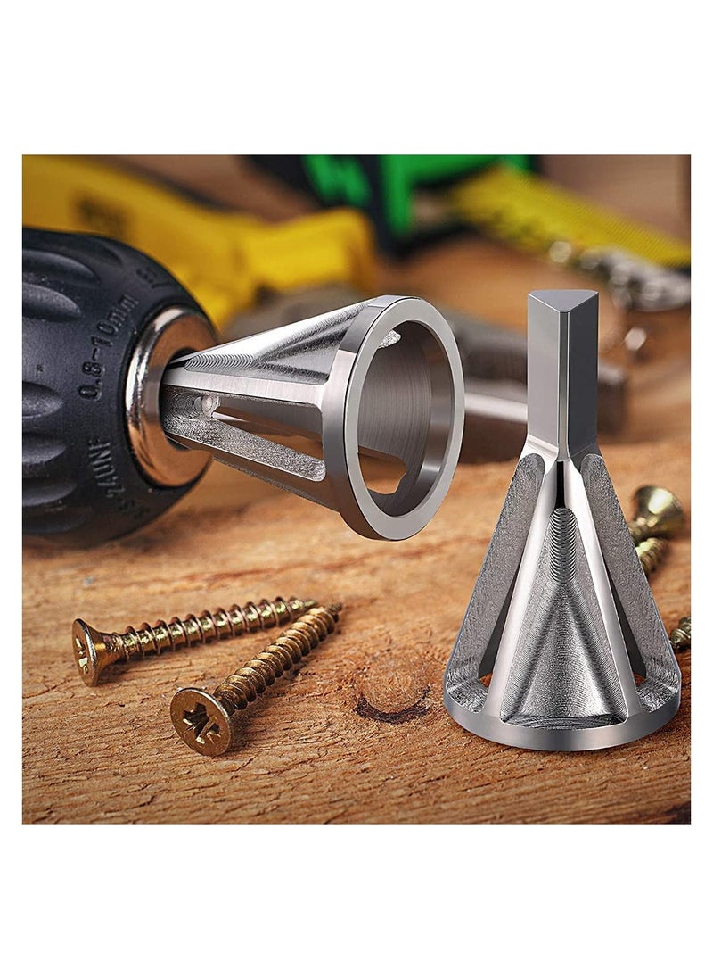 SYOSI - Triangle Shank Deburring Tool, Burr Remove Tool External Chamfer Drill Bit External Stainless Steel Suitable for All Kinds of Chuck Drill Tools Quickly Repairs Damaged Bolts 2Pcs - Image 1