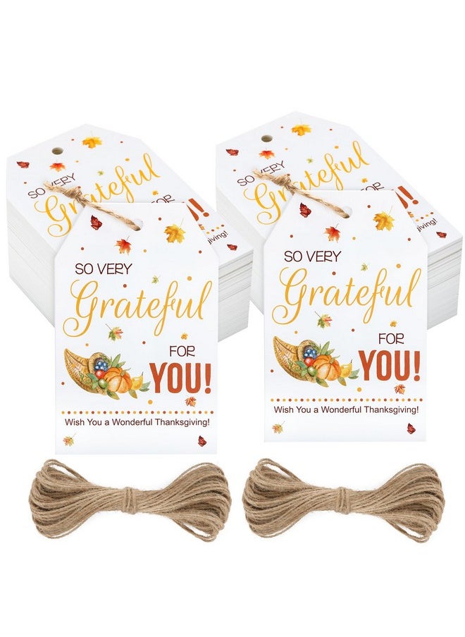 jijAcraft 100Pcs Fall Gift Tags, Happy Fall Tags With String Maple Leaf Pumpkin, Grateful For You Happy Thanksgiving Gift Tags For Thanksgiving Party Favor Gift Wrapping School Office Home Party  - Image 1