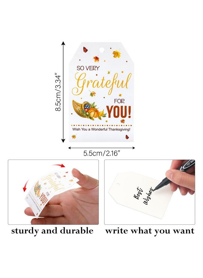 jijAcraft 100Pcs Fall Gift Tags, Happy Fall Tags With String Maple Leaf Pumpkin, Grateful For You Happy Thanksgiving Gift Tags For Thanksgiving Party Favor Gift Wrapping School Office Home Party  - Image 2