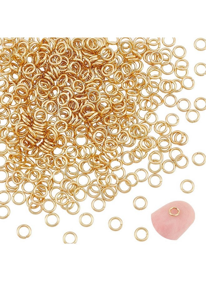 إن بيدز NBEADS حوالي 500 قطعة من حلقات القفز الذهبية مقاس 4 مم، حلقات القفز المفتوحة من الفولاذ المقاوم للصدأ 304 حلقات منفصلة مطلية بالذهب عيار 18 قيراطًا لصنع المجوهرات والقلائد والأساور والأقراط وسلسلة المفاتيح - Image 1