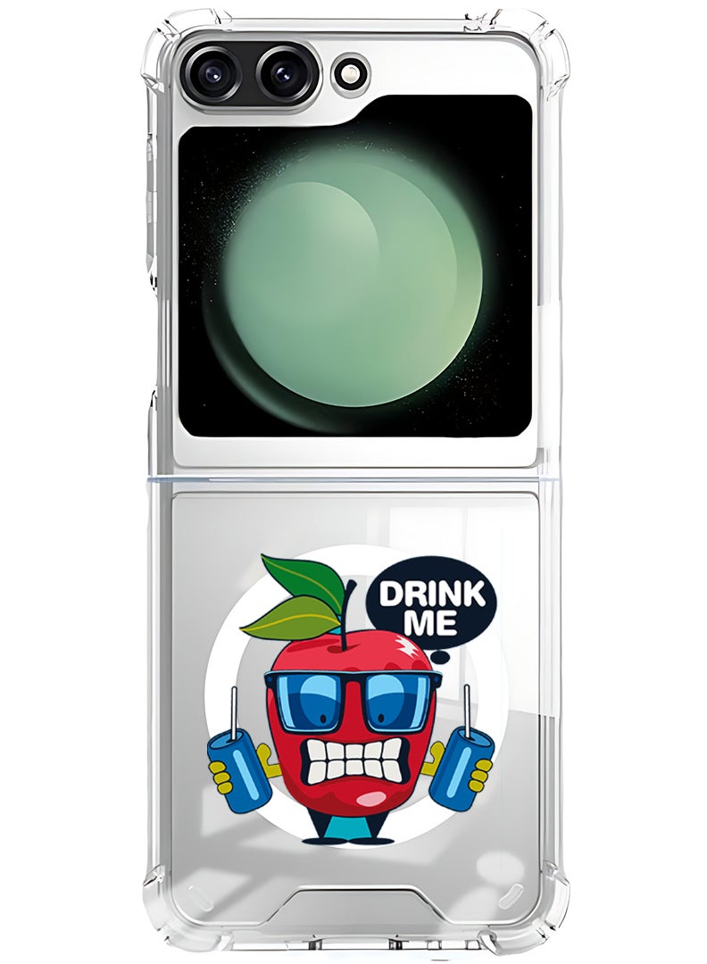 Theodor Magnetic Case for Samsung Galaxy Z Flip 6 Compatible with MagSafe Wireless Charging, Shockproof Phone Bumper Cover Apple drink me - Image 1