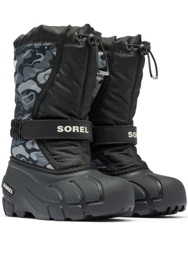 Sorel Unisex-Child Flurry Boot Print, Black/Quarry, 4 Big Kid - Image 2