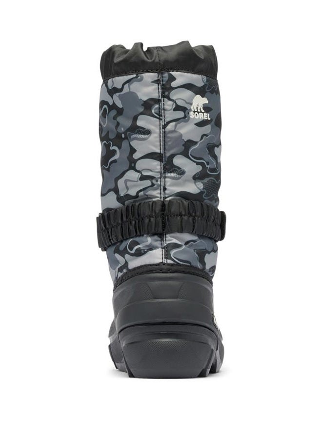 Sorel Unisex-Child Flurry Boot Print, Black/Quarry, 4 Big Kid - Image 3