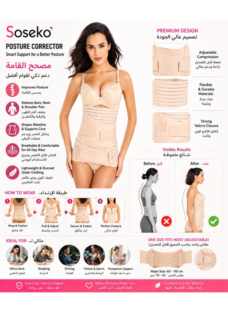 Soseko Postpartum Recovery Belt Adjustable Waist Belly Back Support Wrap for Women - Image 2