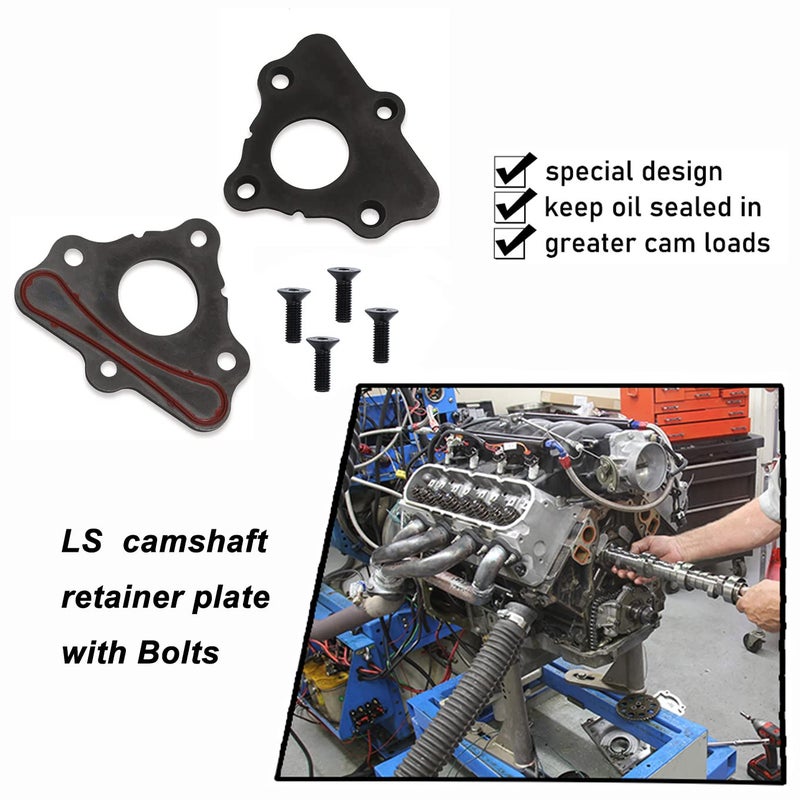 koxuyim Camshaft Retainer Plate Gasket Compatible with LS Series Engines, &Bolt Kit ARP 134-1003 Gen III IV V for GM LS1 LS2 LS3 4.8 5.3L 6.0L 6.2L Vortec Corvette Cam - Image 3