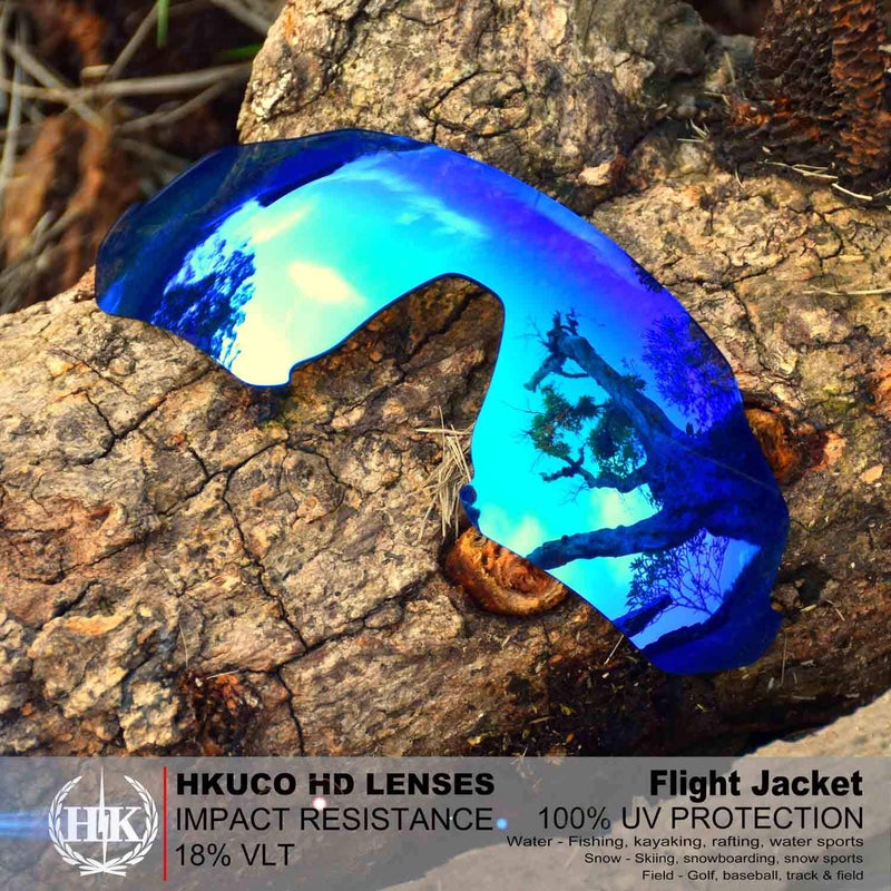 Generic HKUCO Reinforce Replacement Lenses For Oakley Flight Jacket Blue/Green Sunglasses  - Image 2