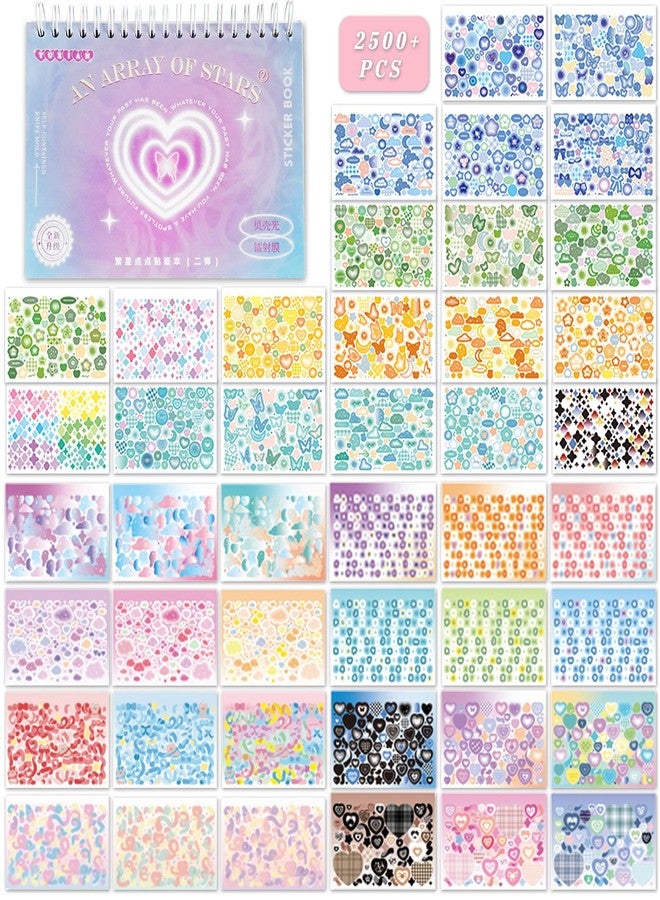 DAPUTOU 2500PCS Scrapbook Stickers Book - Cute Butterfly Stars Heart Letter Glitter Self-Adhesive Korean Bows Ribbons Kpop for Kids Girls Boys Aesthetic Craft Scrapbooking Junk Journal 50-Page - Image 1