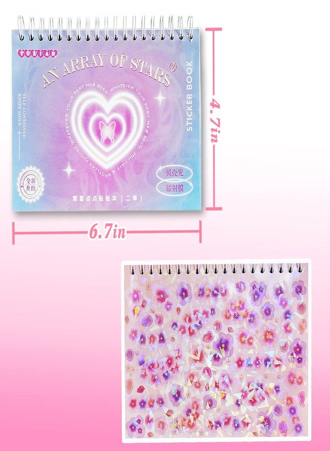 DAPUTOU 2500PCS Scrapbook Stickers Book - Cute Butterfly Stars Heart Letter Glitter Self-Adhesive Korean Bows Ribbons Kpop for Kids Girls Boys Aesthetic Craft Scrapbooking Junk Journal 50-Page - Image 2