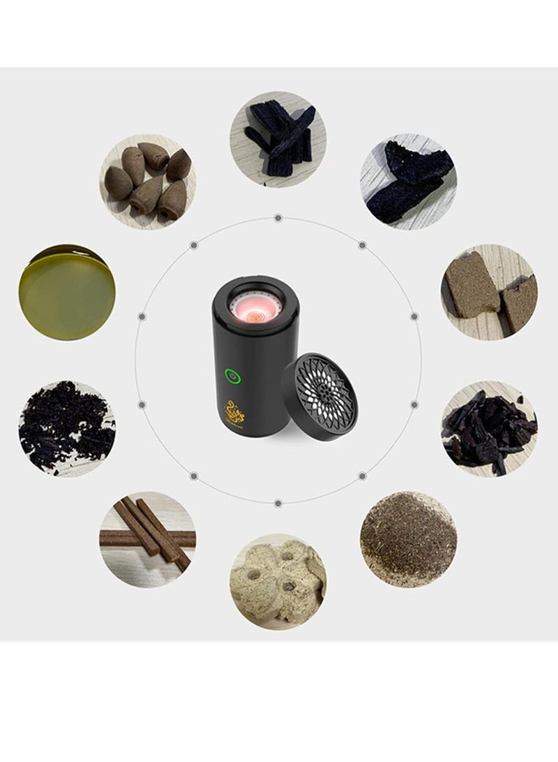 Raxoom Electric Incense (Bakhoor) Burners Decort for Car, Home,type (c) Usb Rechargeable (black) - Image 5