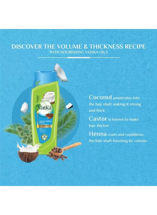 VATIKA Vatika Coconut And Castor Enriched Volume And Thickness Shampoo For Thin And Limp Hair- 400ml  - Image 4