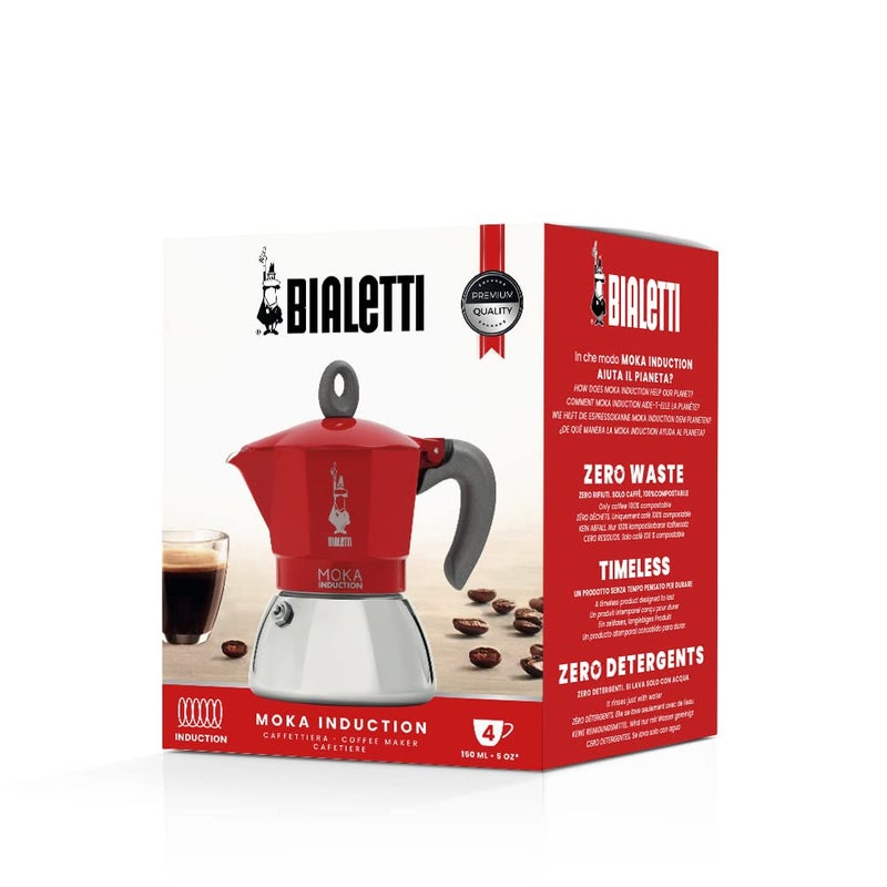 Bialetti - Moka Induction, Moka Pot, Suitable for all Types of Hobs, 4 Cups Espresso (5.7 Oz), Red - Image 2