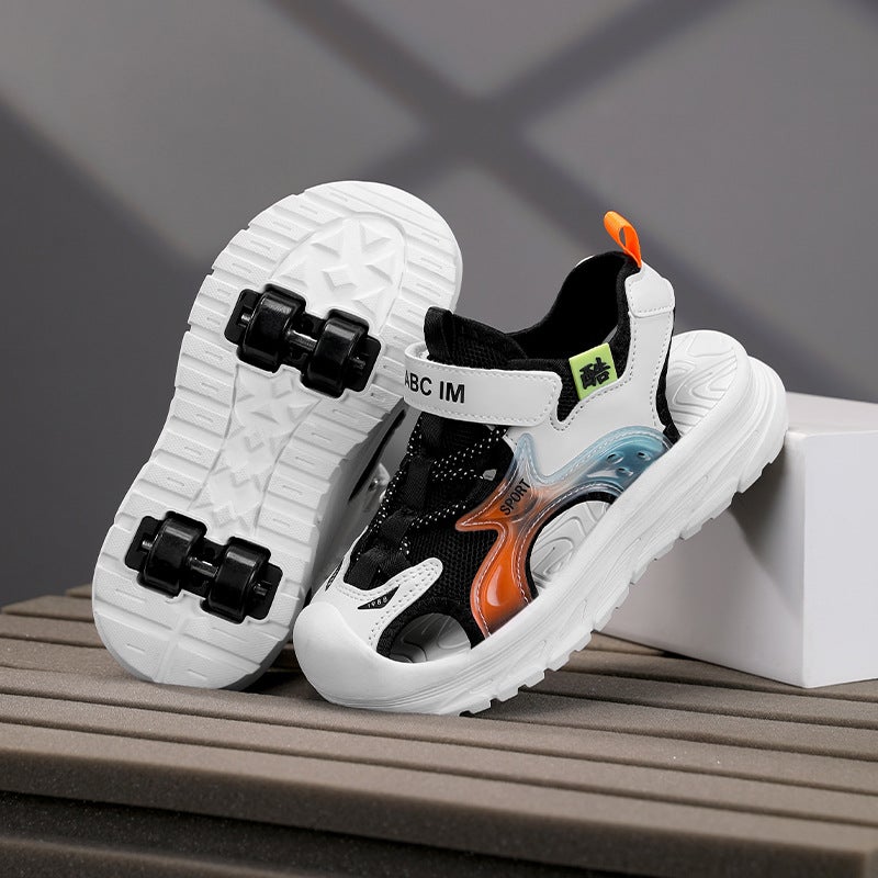 Boys' Heelys Shoes 2025 Children'S Closed-Toe Sandals With Wheels, Anti-Kick And Anti-Collision, Hollow Design For Older Children - Image 3